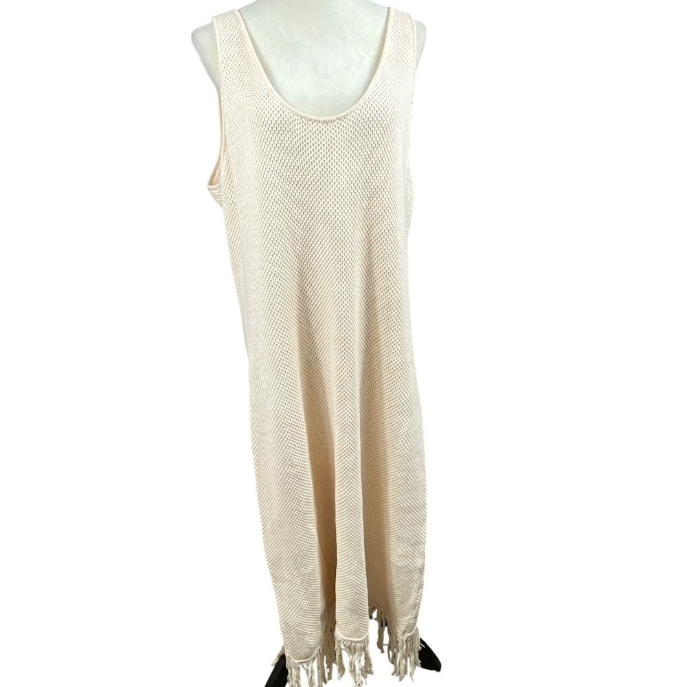 Future Collective Cover-Up Dress Fringe Sleeveless Knit‎ 1X Boho Beach Summer